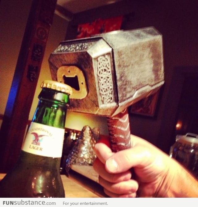 Thor's hammer bottle opener