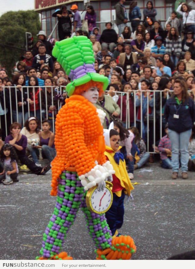 Clown costume totally made of balloons