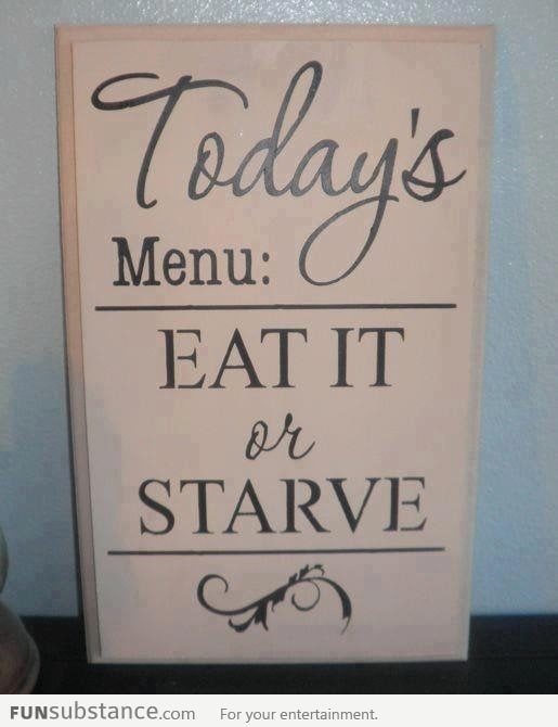 My mom's menu for everyday