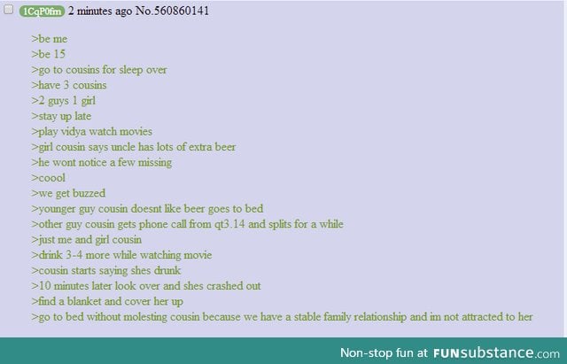 Anon has a sleepover with his cousins