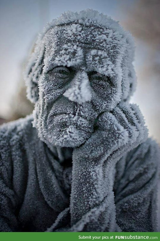 Frozen old statue
