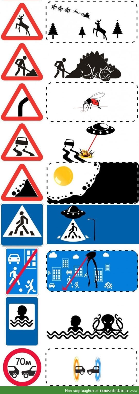 Uncropped road signs