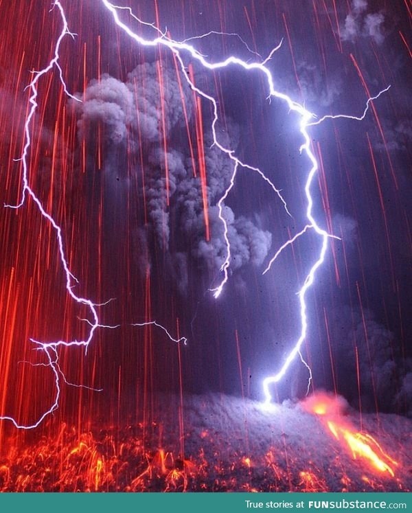 Lightning + lava rain
