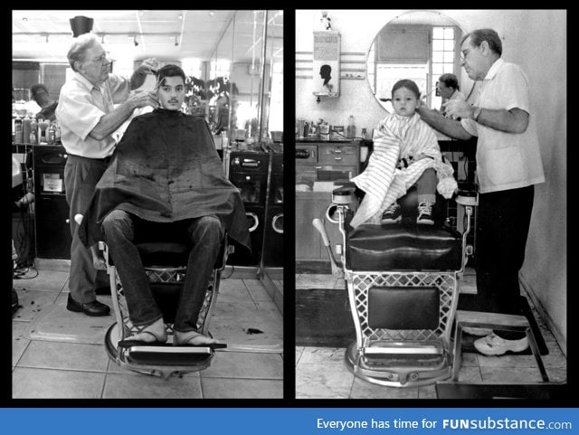 Customer loyalty. Same boy, same barber, same chair