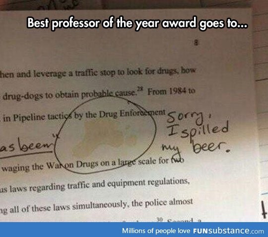 Professors need beer to get through grading