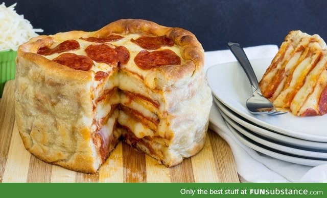 I give you... Pepperoni pizza cake