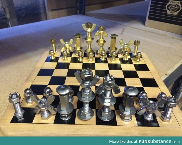 Nuts and bolts chess set