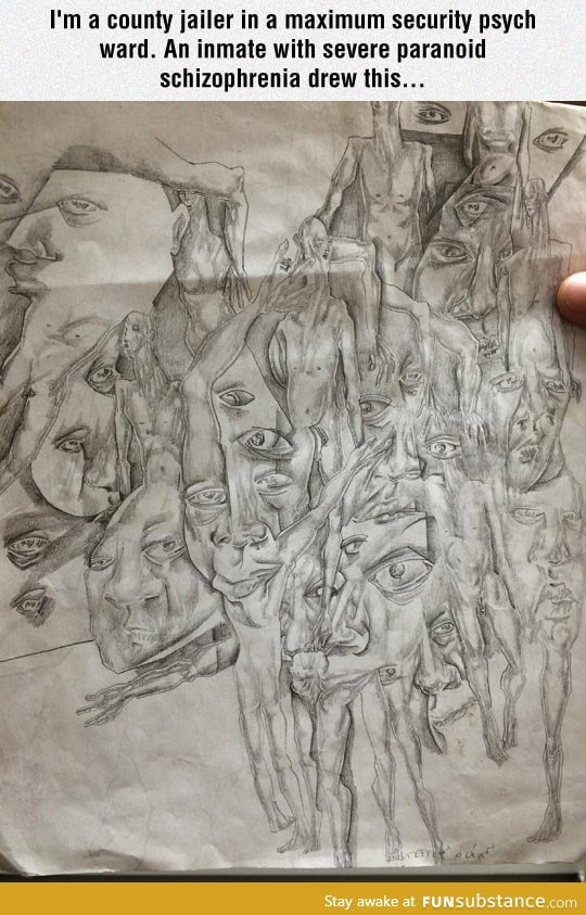 Schizophrenic inmate drawing