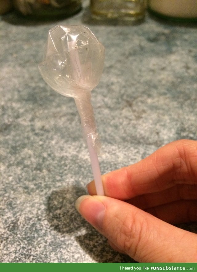 Lollipop left outside, ants ate it and left the packaging behind