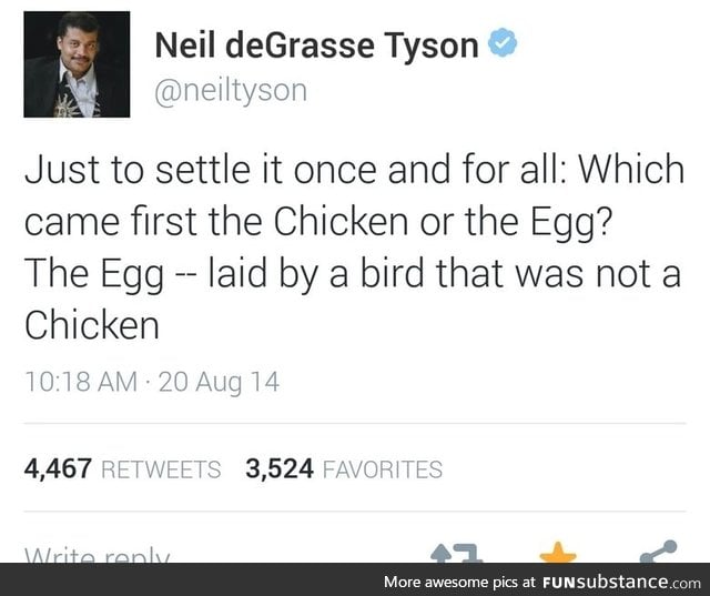 Answer to the Chicken or egg first