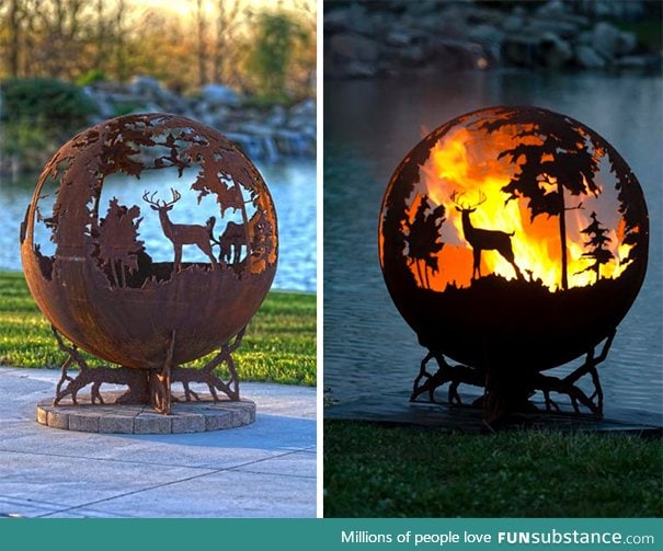 Burning forest fire pit