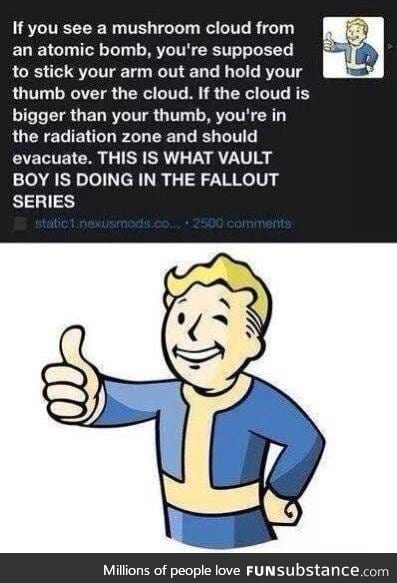 Why Vault Boy has his thumb up!