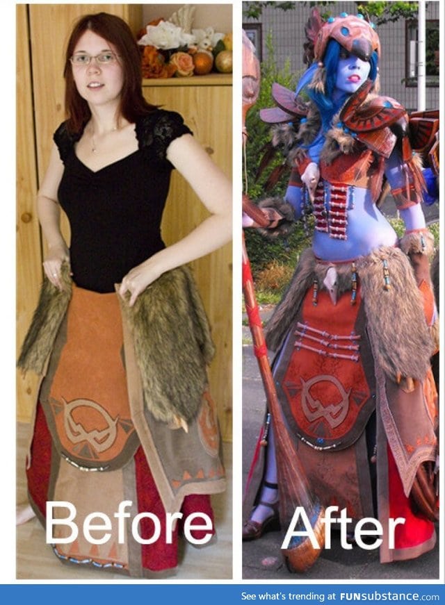 World of Warcraft cosplay before & after
