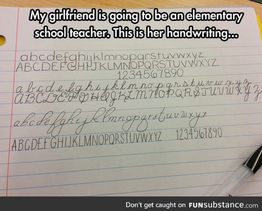 teacher's penmanship skills