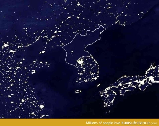 Night time in North Korea, as seen from space