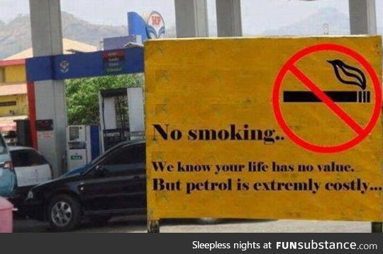 No smoking sign at the gas station