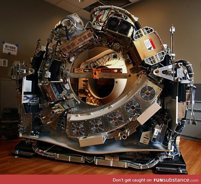 What a CT scanner looks like without the cover
