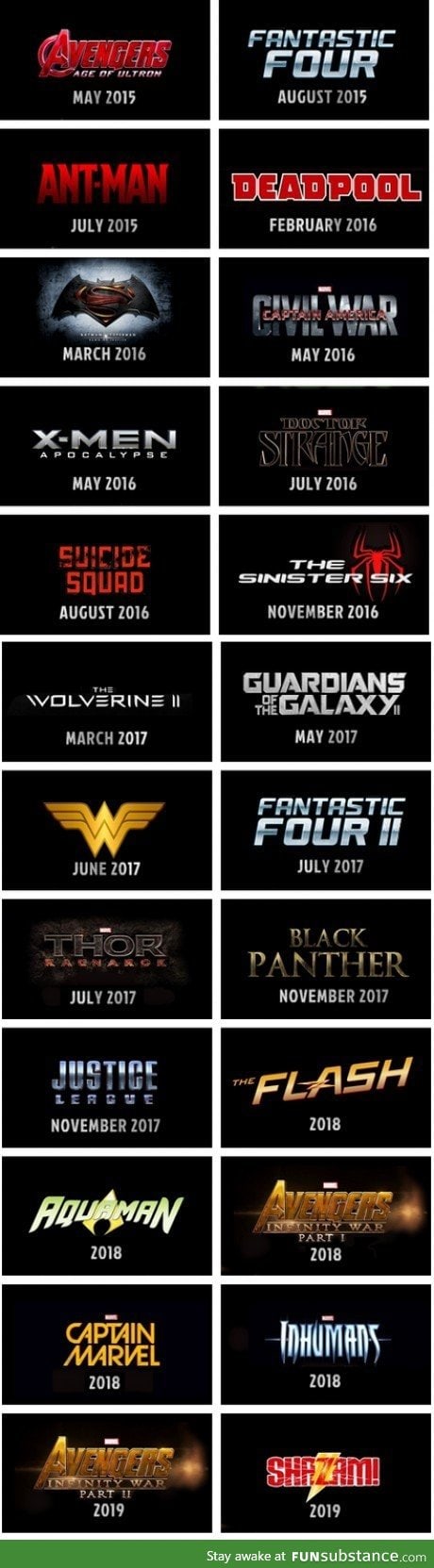 Marvel, DC, Fox, Sony...The full superhero movie lineup
