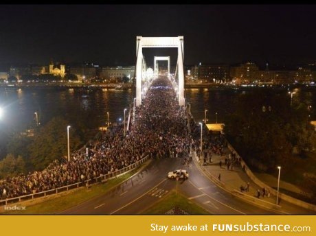 Over 40k people in Hungary protesting against the proposed internet tax