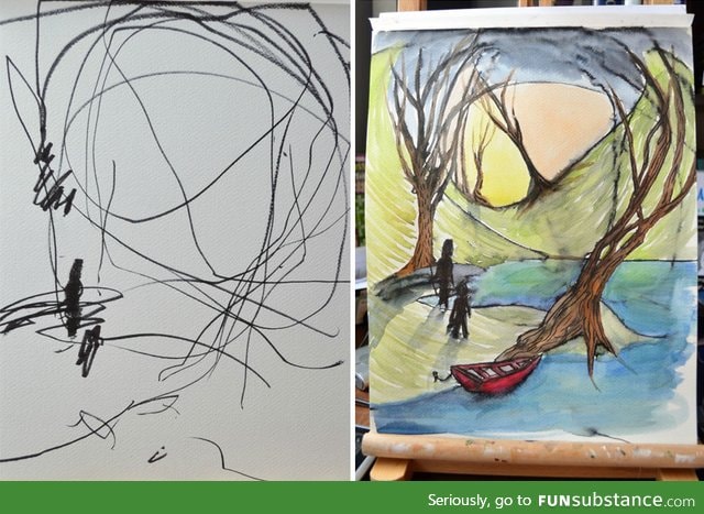 Artist Turns Her Two Year Old’s Sketches Into Painting