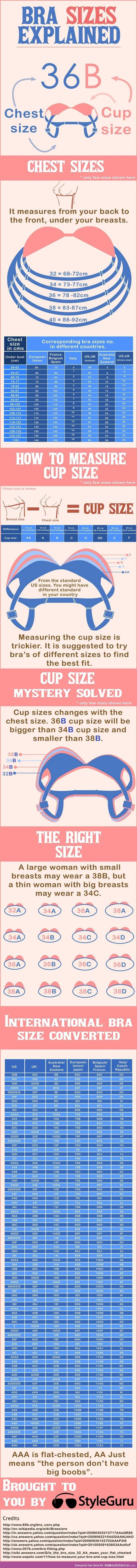 Bra cup sizes explained