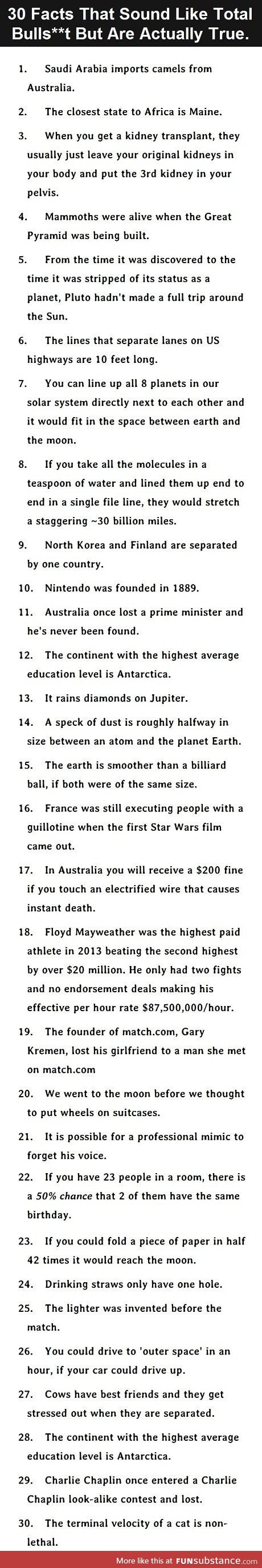 30 Facts that sound like BS