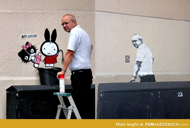 Graffiti Removal Guy comes back to discover image of himself in the same spot