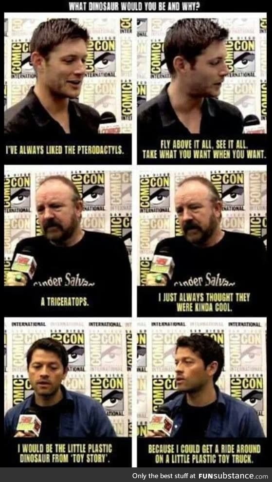 Supernatural cast answers: "What dinosaur would you be, and why?"