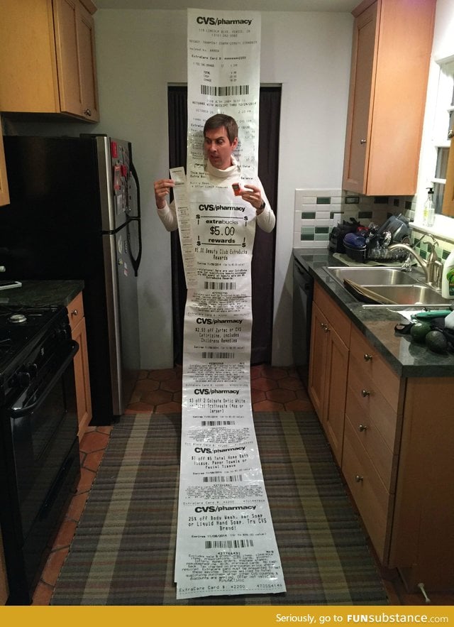 Thank you for giving me a 3 foot long receipt when I bought some TicTacs