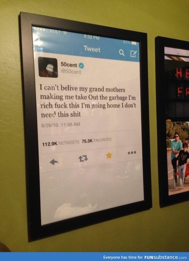 Someone made 50 cent's tweet into a poster