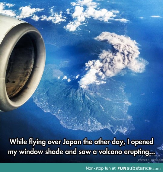 Volcano eruption from a plane