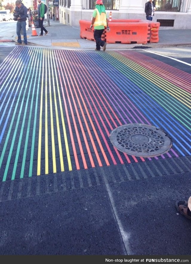 rainbow colored crosswalks
