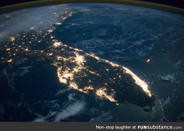Florida's Nighttime Coast Looks Stunning from Space