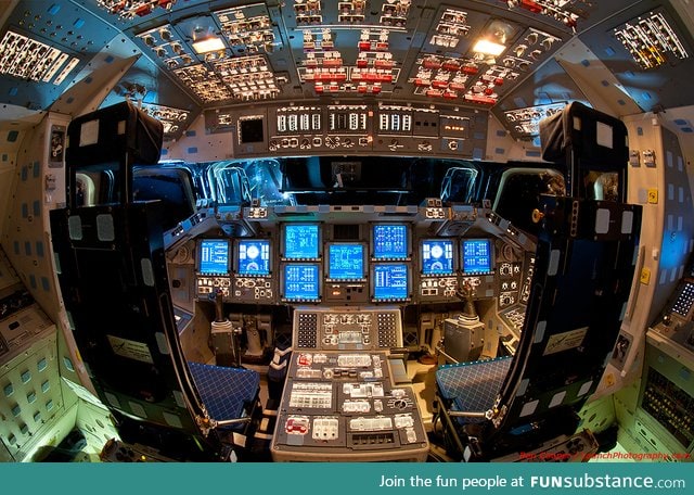 Flight deck of The Space Shuttle Endeavour