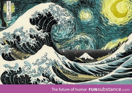 The Great Wave off A Starry Night