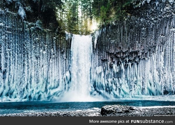 This is what happens when the mist around a waterfall freezes