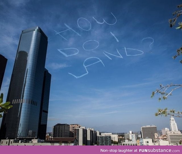 Comedian Kurt Braunohler hired a sky writer to do this over LA