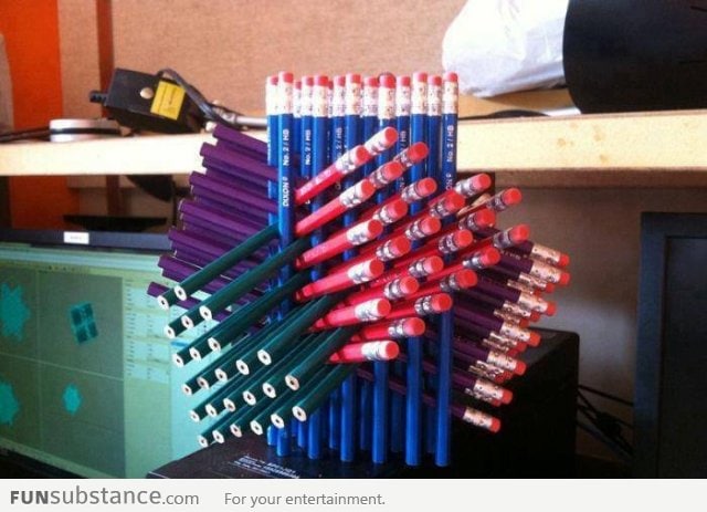 Pencil stacking level over 9000