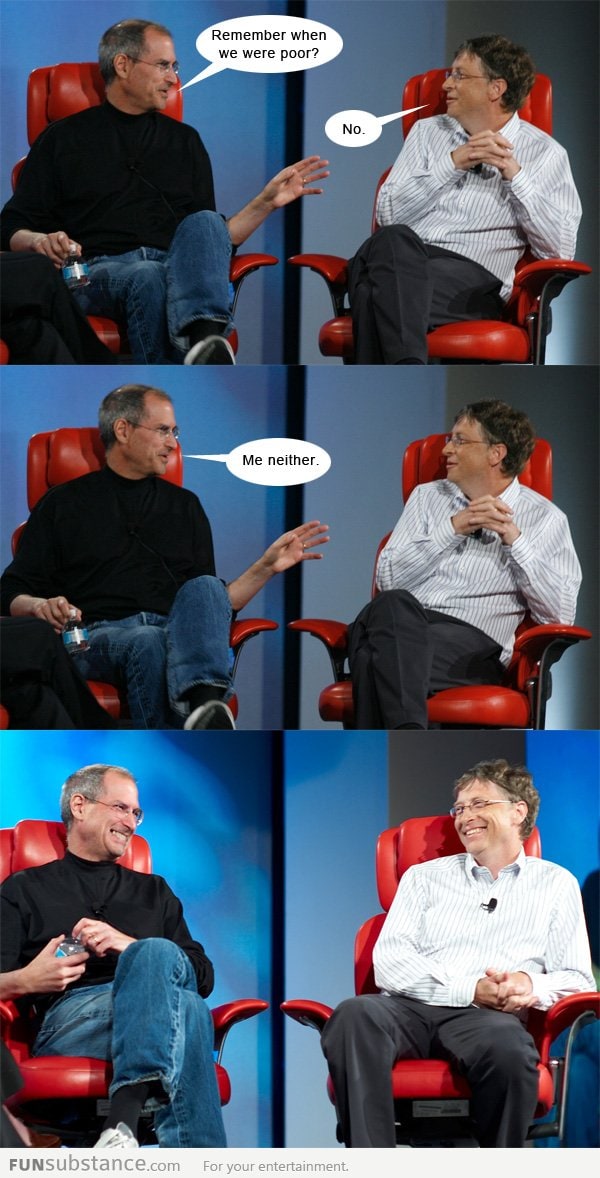 Bill Gates and Steve Jobs talking about money