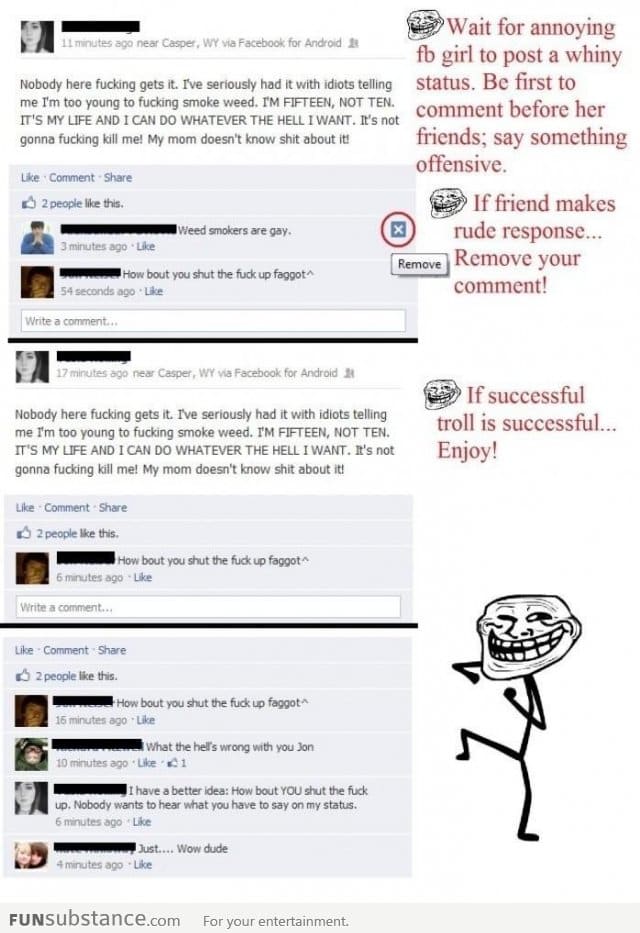 Trolling on Facebook 101