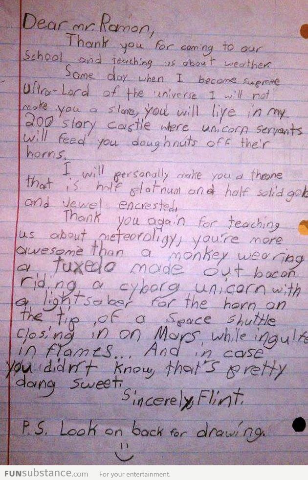 A letter to a weatherman by 4 year old- 'pretty dang sweet'