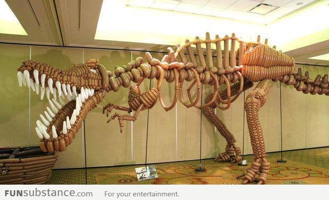 A T-rex made of balloons