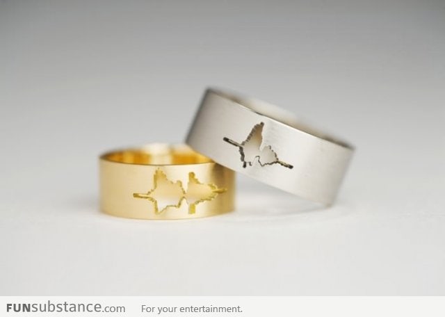 Waveform wedding rings using the couple's own voice, "I do"