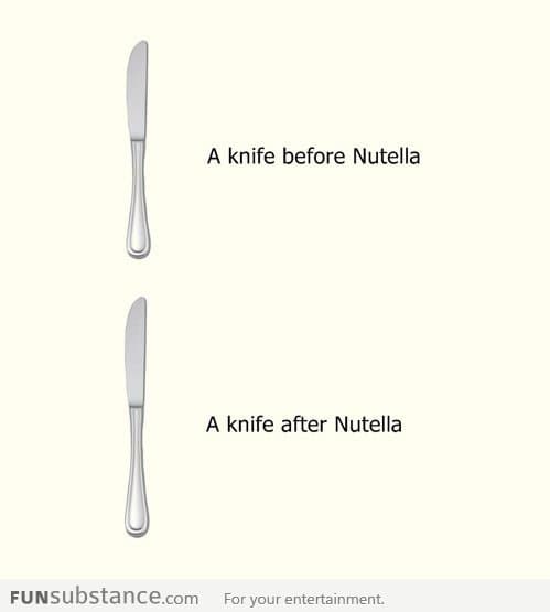 A Knife Before and After Nutella