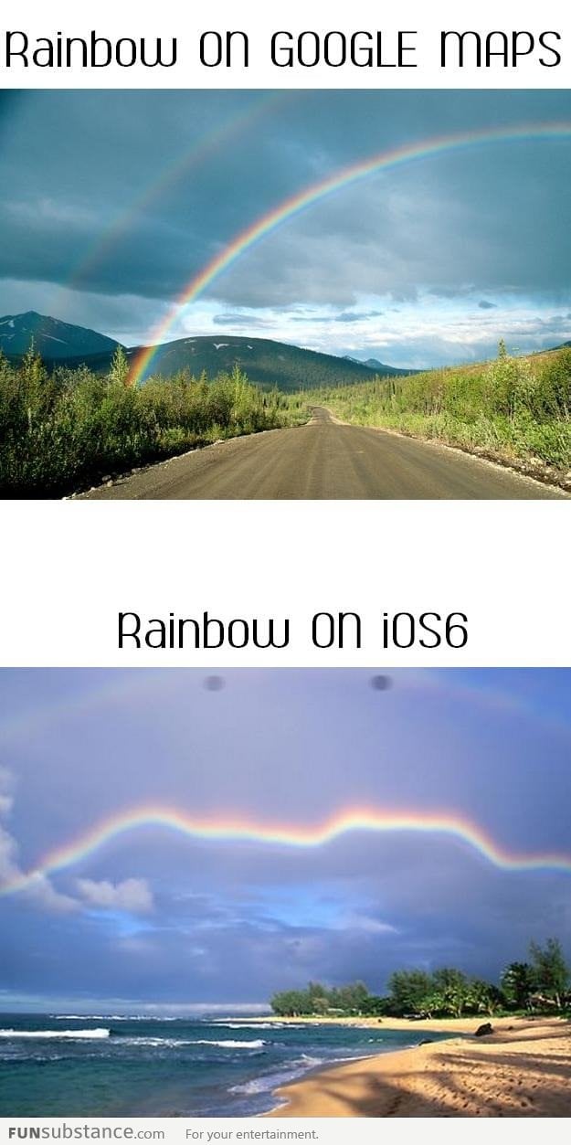 Rainbow on Google Maps vs Apple Maps