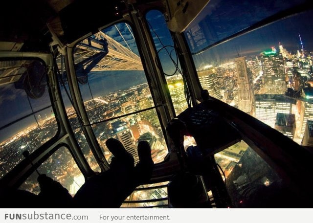 Just sitting in a crane at night