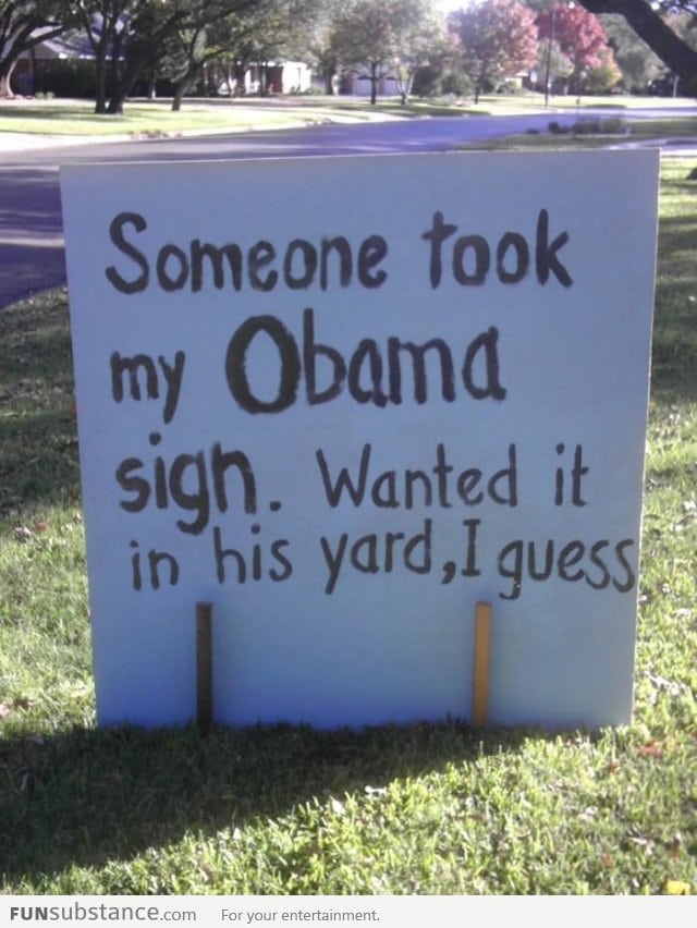 Someone took my Obama sign