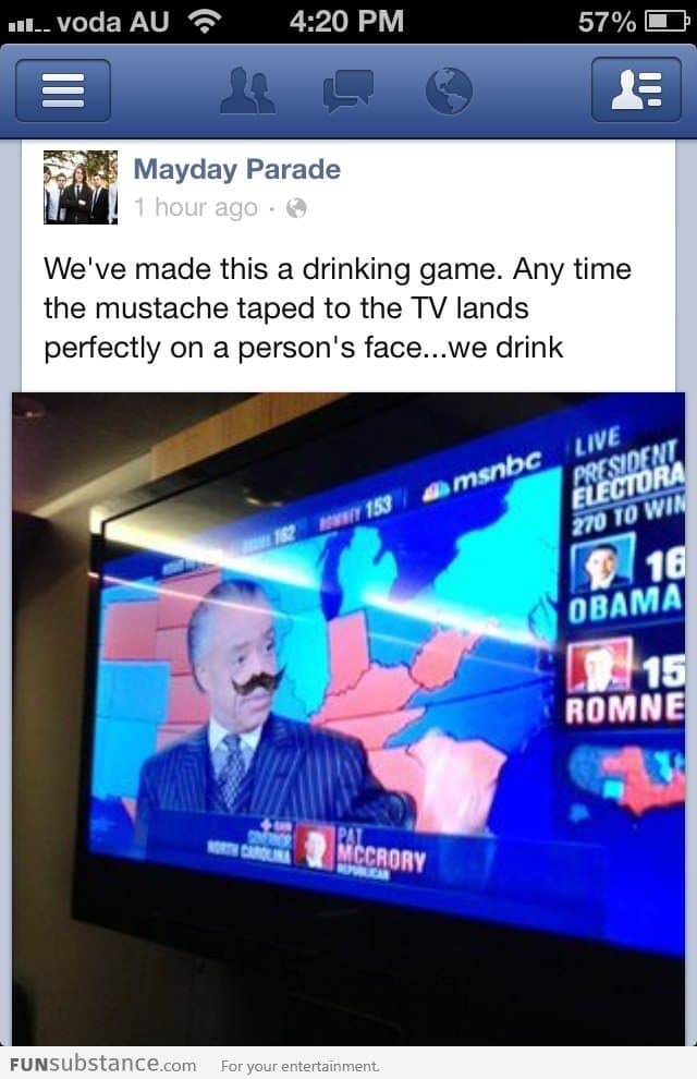 TV Moustache Drinking Game