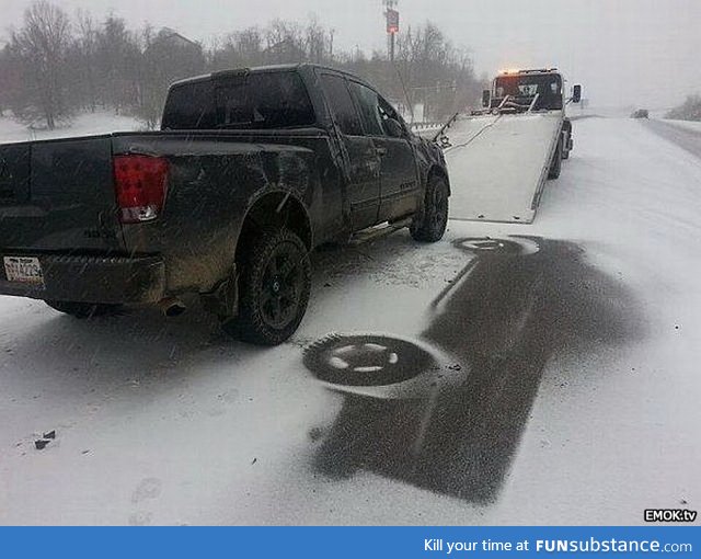 A truck snow angel