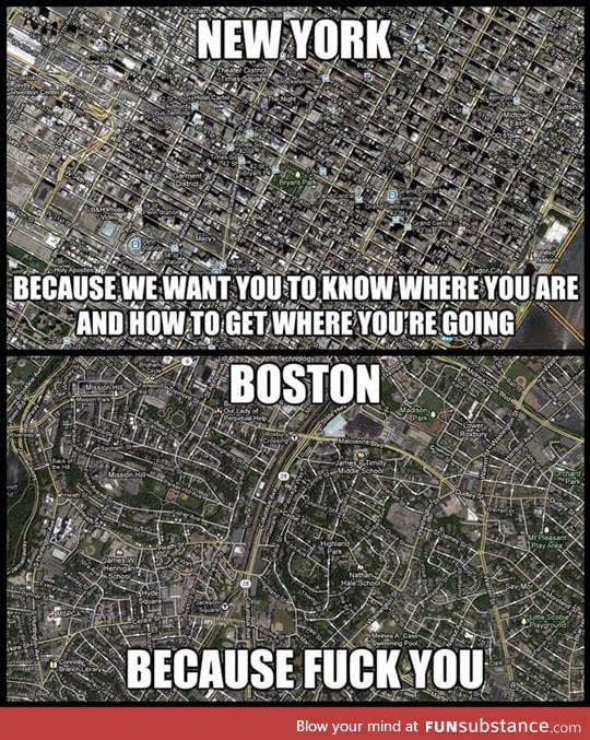 New York vs Boston road